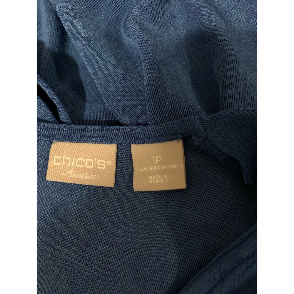 Chicos Travelers Size 1 Petite Womens Medium Petite MP Top V Neck Back Zip - Picture 3 of 6